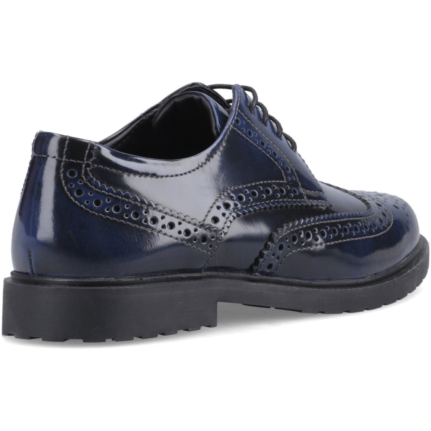 Hush Puppies Verity Hi-Shine Leather Women's Navy Brogues Shoes