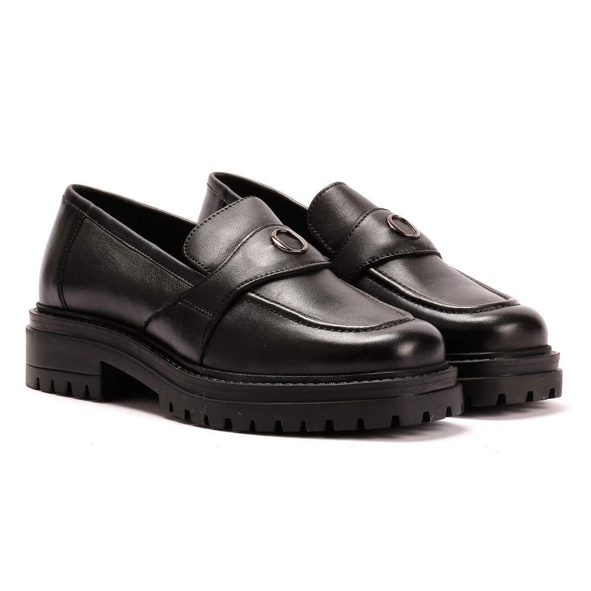 Osprey London The Greenwich Leather Women's Black Loafers