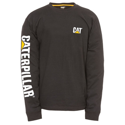 Caterpillar Men's Trademark Banner Long Sleeve T-Shirt in Black