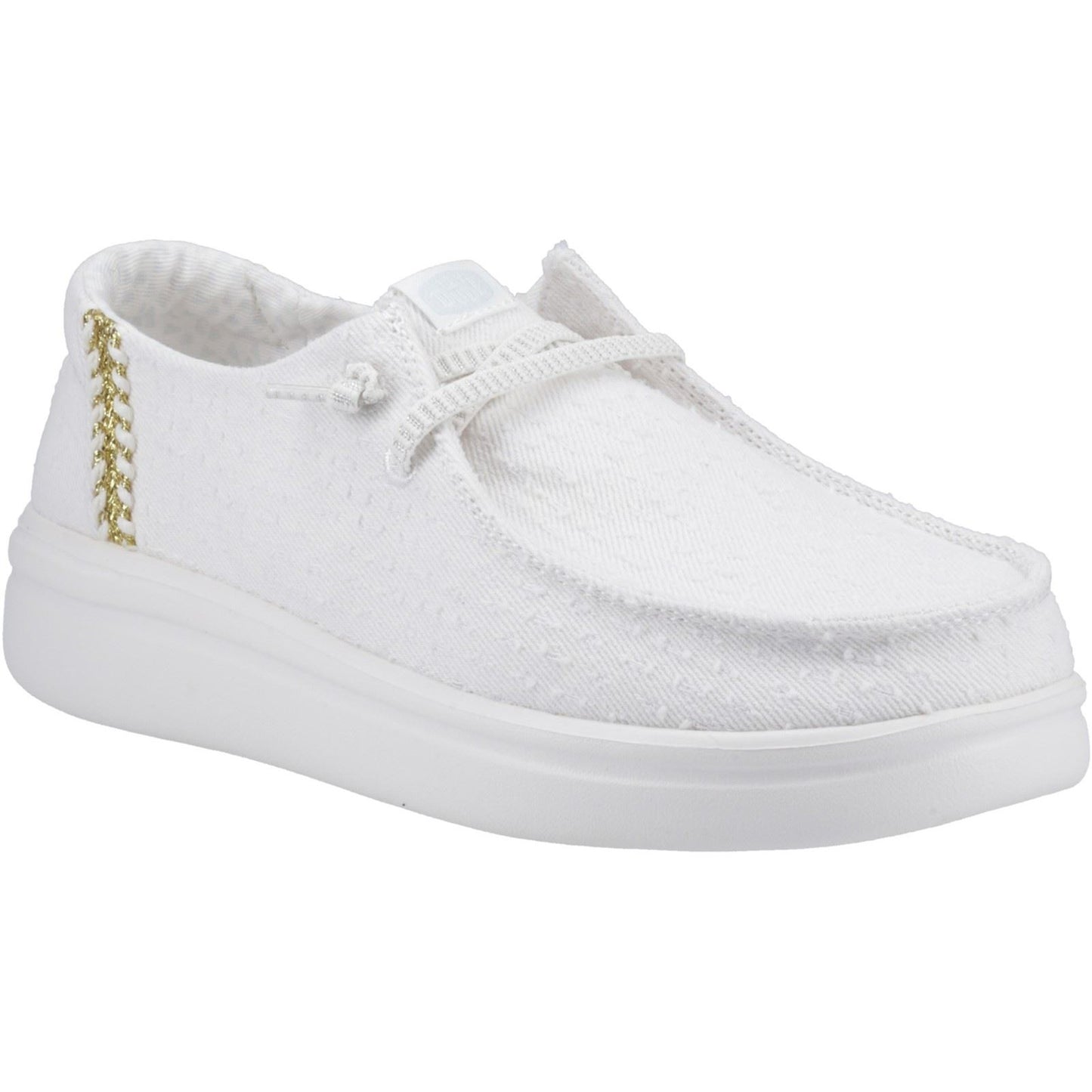 HEYDUDE Wendy Rise Perf Canvas Polyester Blend Women's White Moccasins Shoes