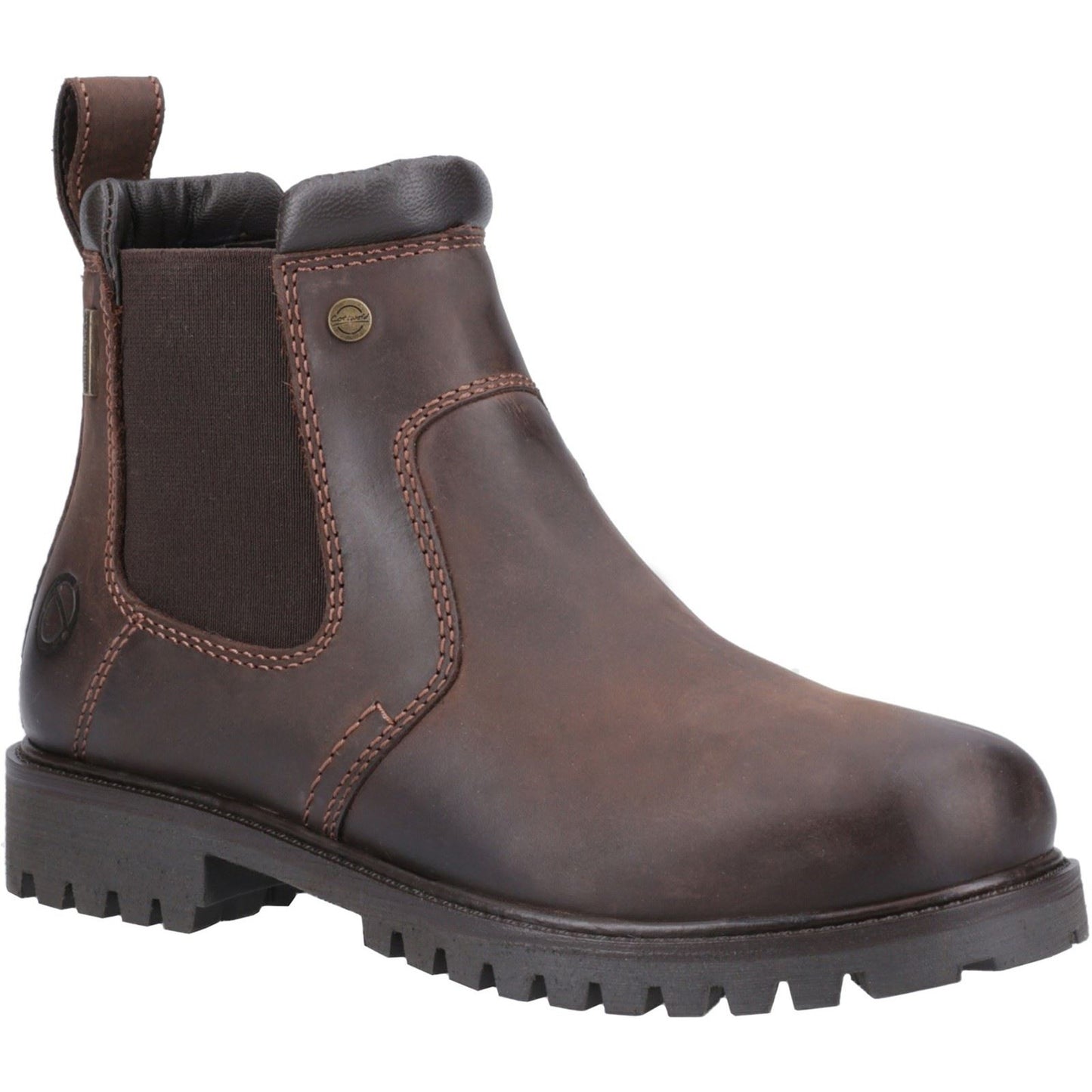 Cotswold Pamington Leather Women's Brown Flat Chelsea Boots
