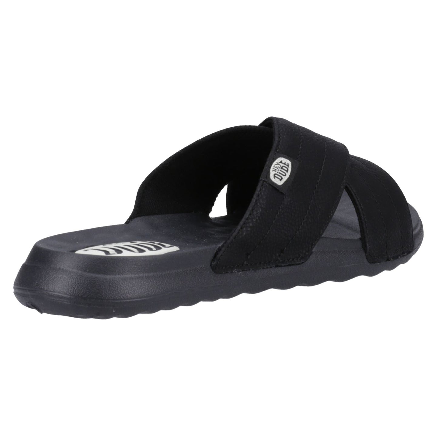 HEYDUDE Women's Christi Slide Distressed Sandal in Black