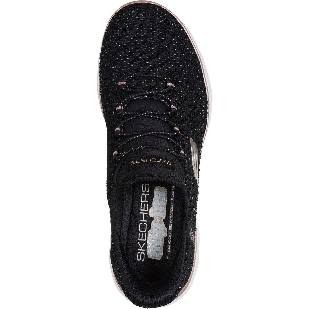 Skechers Summits Brilliant Shine Women's Black Mesh/Rose Gold Trim Trainers
