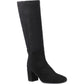 Hush Puppies Oprah Suede Long Leather Women's Black Heeled Knee High Boots