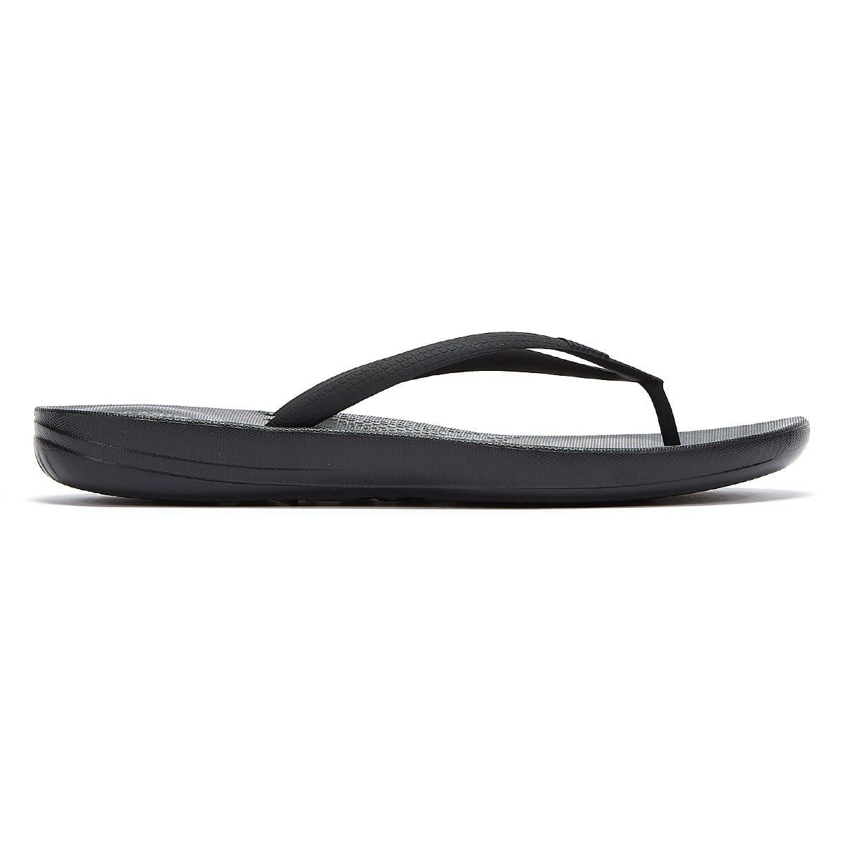 FitFlop Iqushion Ergonomic Women's All Black Flip Flops