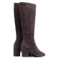 Hush Puppies Oprah Suede Long Leather Women's Chocolate Heeled Knee High Boots