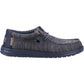 HEYDUDE Wally Stretch Mesh Polyester Men's Navy Blazer Moccasins Shoes