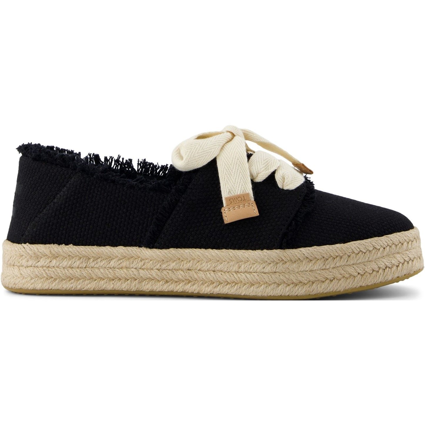 TOMS Carolina Lace Up Cotton Women's Black Beachside Flip Flops
