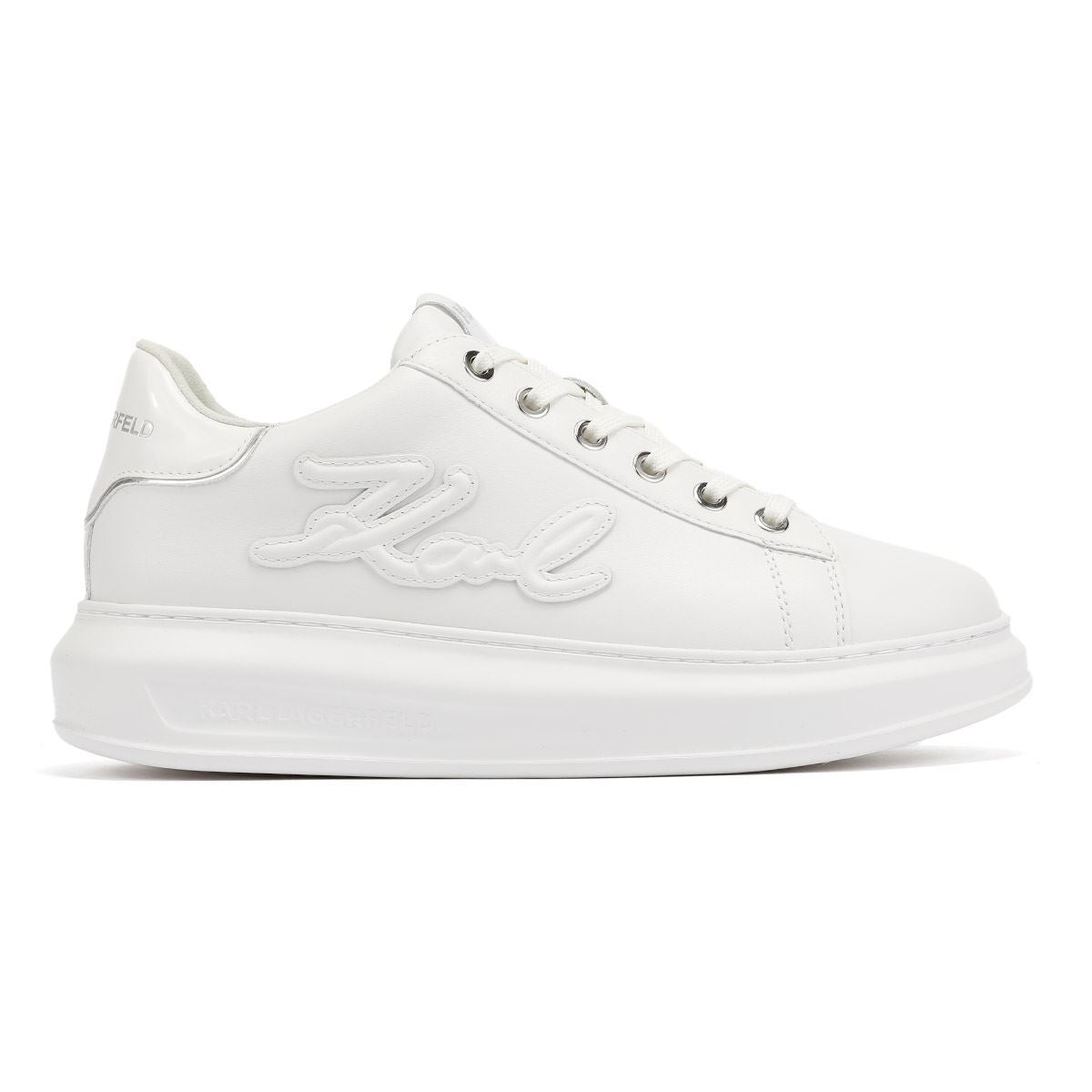 Karl Lagerfeld Kapri Signia Emboss Lo Lace Leather Women's White Trainers