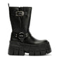 Buffalo Gospher Biker Mid Vegan Women's Black Boots