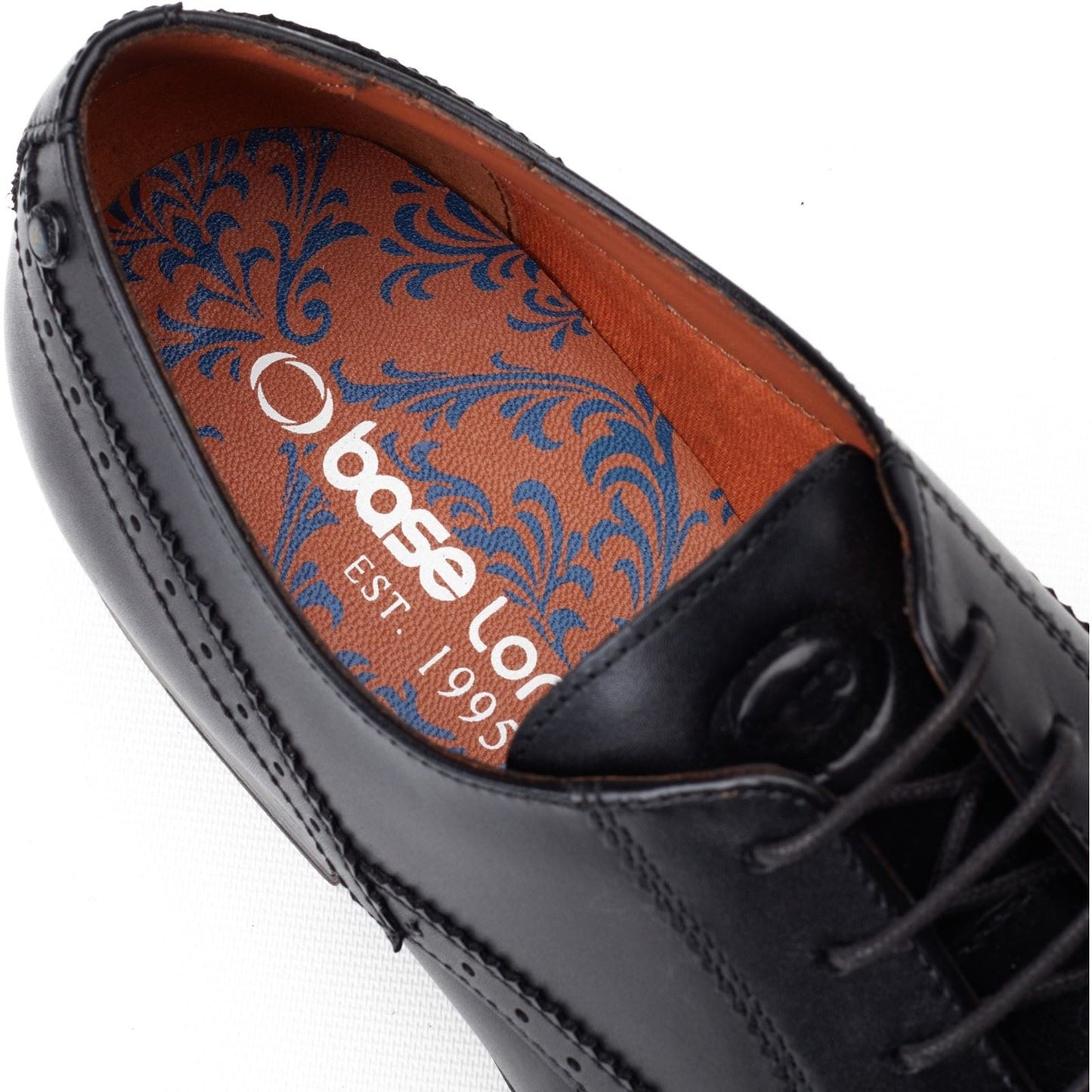 Base London Bell Leather Men's Black Brogues Shoes