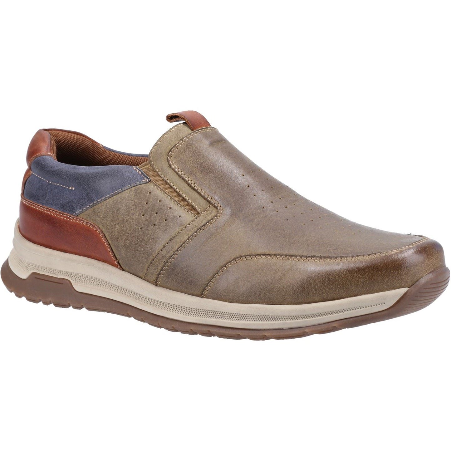 Hush Puppies Men's Cole Shoe in Khaki/Navy/Tan Leather Mix