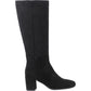 Hush Puppies Oprah Suede Long Leather Women's Black Heeled Knee High Boots