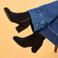 Hush Puppies Claridy Suede Leather Women's Black Heeled Ankle Boots