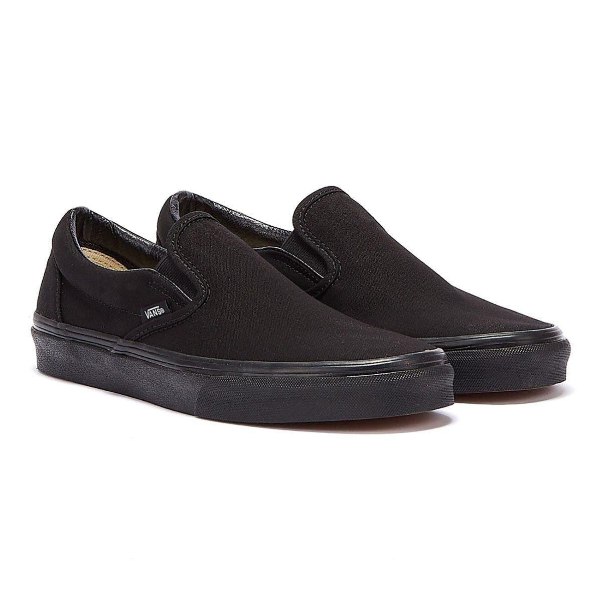 Vans Classic Slip on Black Canvas Skate Trainers VEYEBKA   TOWER London