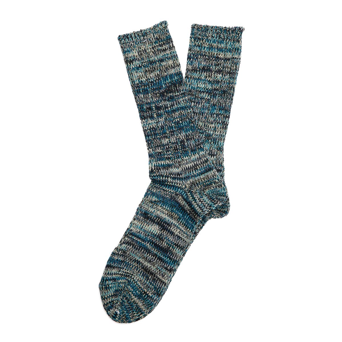 Anonymous Ism 5 Colour Mix Crew Cotton Men's Indigo Calf High Socks