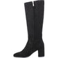 Hush Puppies Oprah Suede Long Leather Women's Black Heeled Knee High Boots
