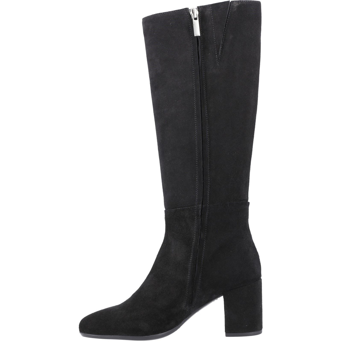 Hush Puppies Oprah Suede Long Leather Women's Black Heeled Knee High Boots