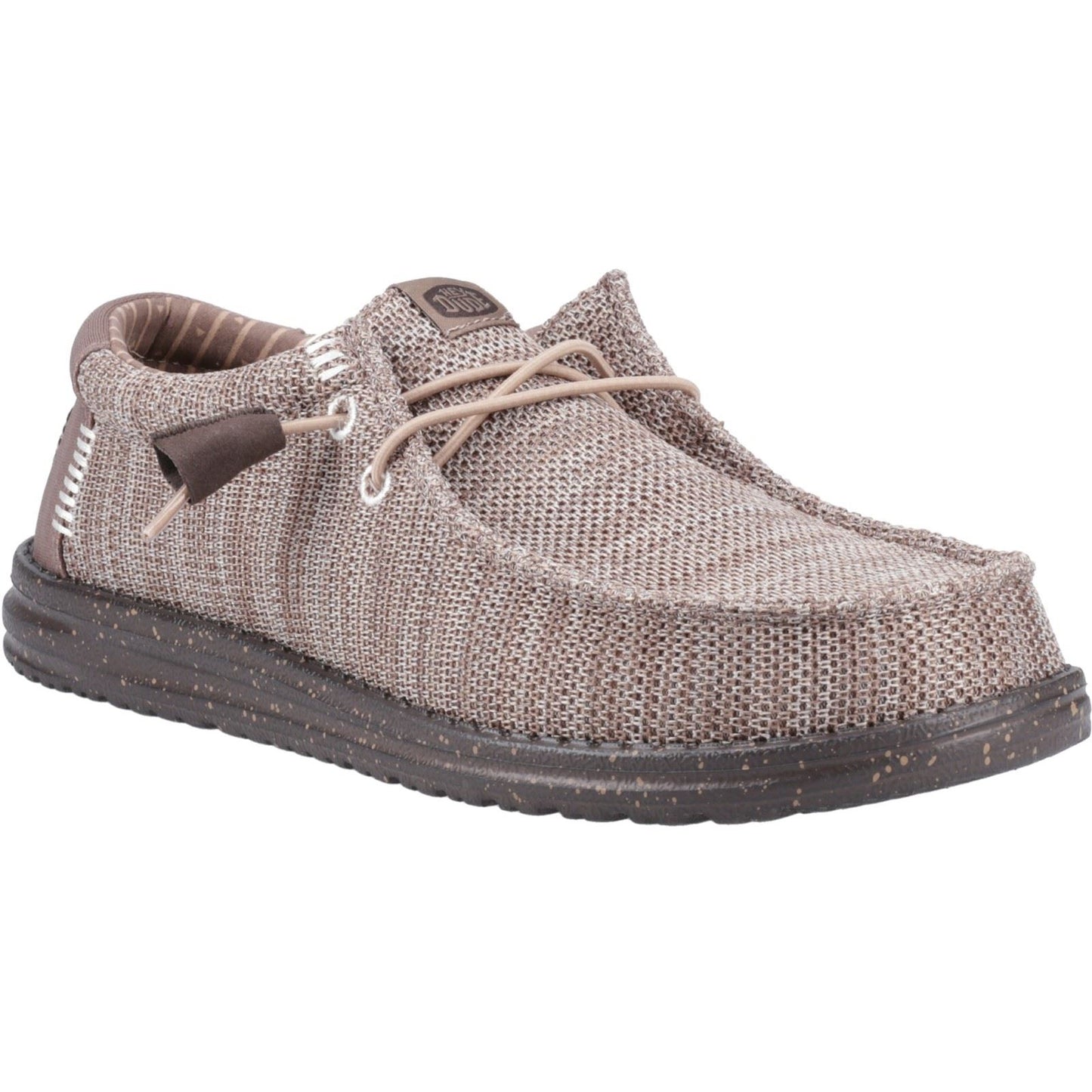HEYDUDE Wally Stretch Mesh Polyester Men's Deep Taupe/Mole Brown Moccasins Shoes