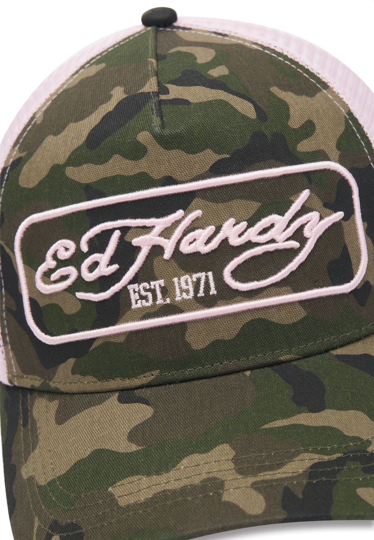 Ed Hardy 1971 Camo 5 Panel Trucker Green Caps