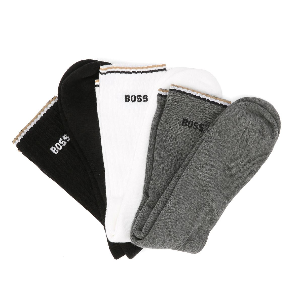 Boss - 50531597-960 MENS BOSS 3PC SIB STRIPE SOCK BLACK/WHT/GRY