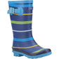 Cotswold Stripe Wellington Rubber Junior Blue/Green/Yellow Wellington Boots