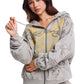 Ed Hardy Diamante Venom Stone Wash Relaxed Zip Thru Women's Grey Hoodie