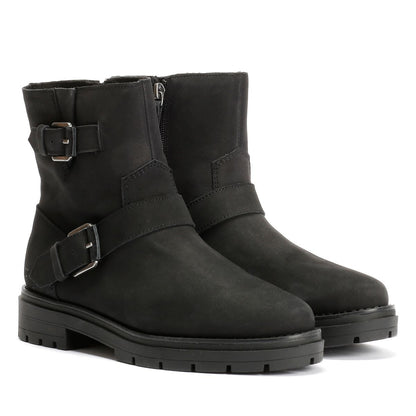 TOMS Ionie Moto Nubuck Leather Women's Black Boots