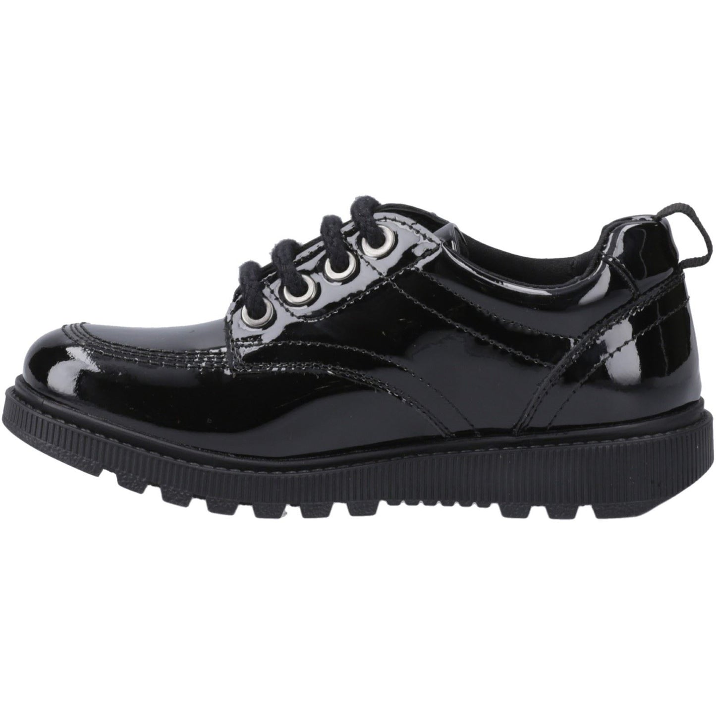 Hush Puppies Keeley Patent Leather Junior Black Lace-Up Shoes