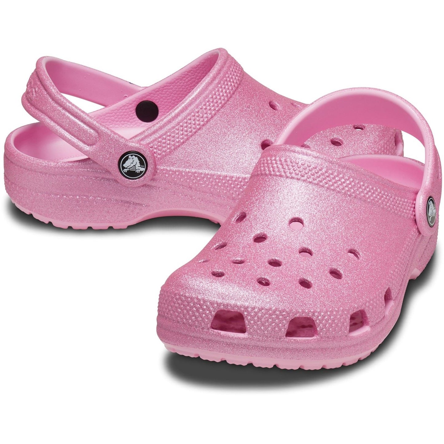 Crocs Classic Glitter Thermoplastic Kids Pink Tweed Glitter Loafers