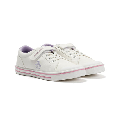Penguin Junior Rainbow Canvas Girls's White/Lilac Trainers