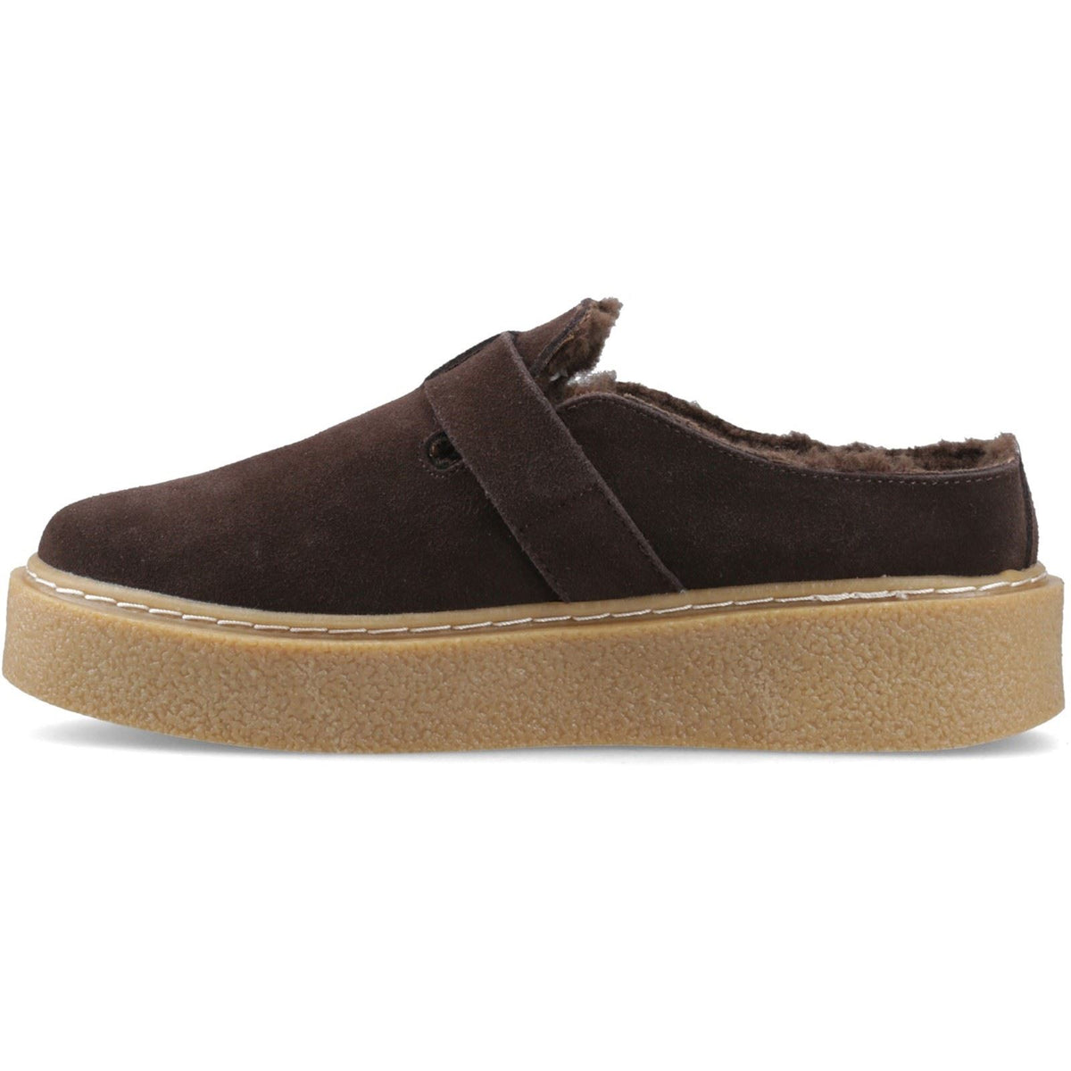 Hush Puppies Blanche Fur Leather Women's Chocolate Mules