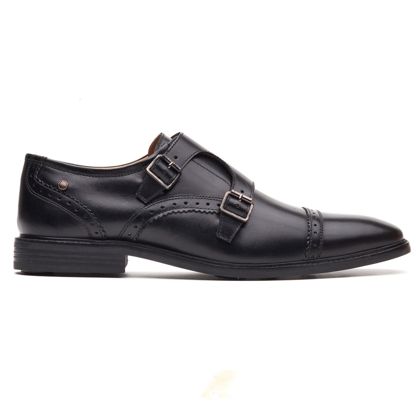 Base London Henley Monk Leather Men's Black Double Monk Shoes