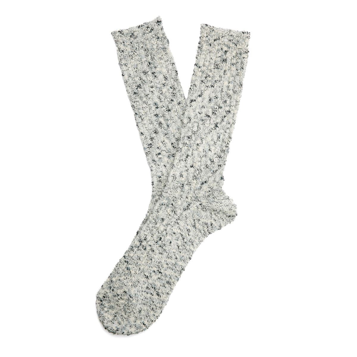 Anonymous Ism Homespun Art Yarn Crew Cotton Men's White/Black Calf High Socks