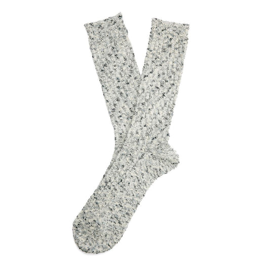 Anonymous Ism Homespun Art Yarn Crew Cotton Men's White/Black Calf High Socks