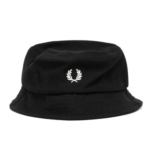 Fred Perry Pique Cotton Black Bucket Hats