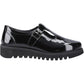Hush Puppies Florrie T-Bar Leather Youth Black Shoes