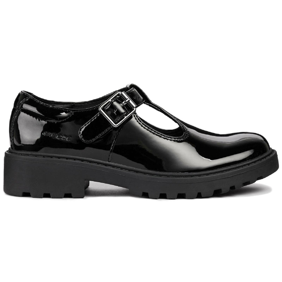 Geox J Casey G. E Leather Girl's Black Patent Shoes