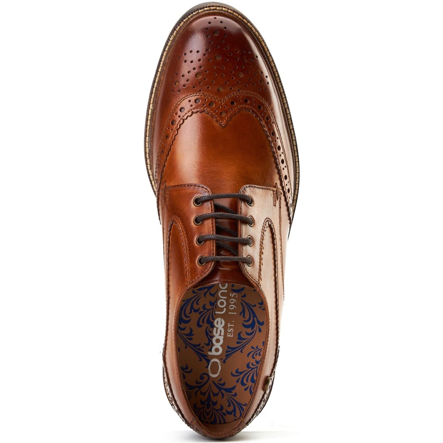 Base London York Leather Men's Burnt Tan Brogues Shoes