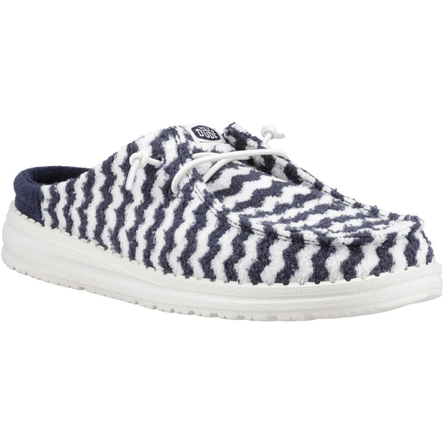 HEYDUDE Wendy Slip Terry Stripe Polyester Women's Navy Blazer/Egret Mules