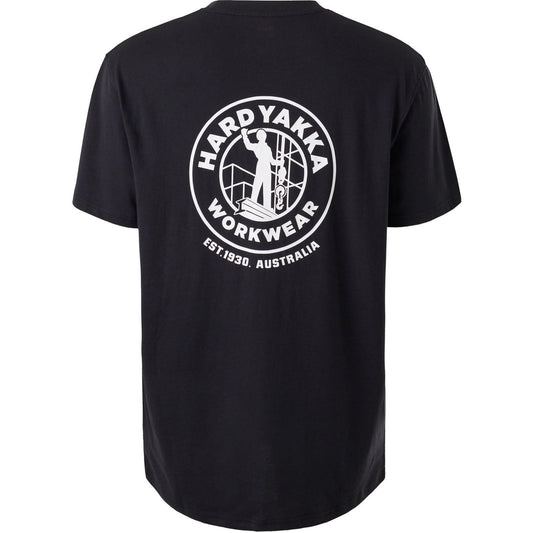 Hard Yakka Men's Heritage Icon Short Sleeve Tee in Black