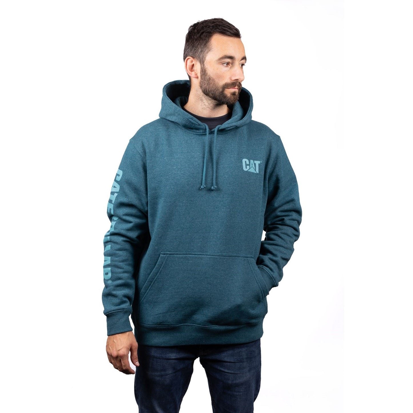 Caterpillar Men's Trademark Banner Hooded Sweatshirt in Mallard