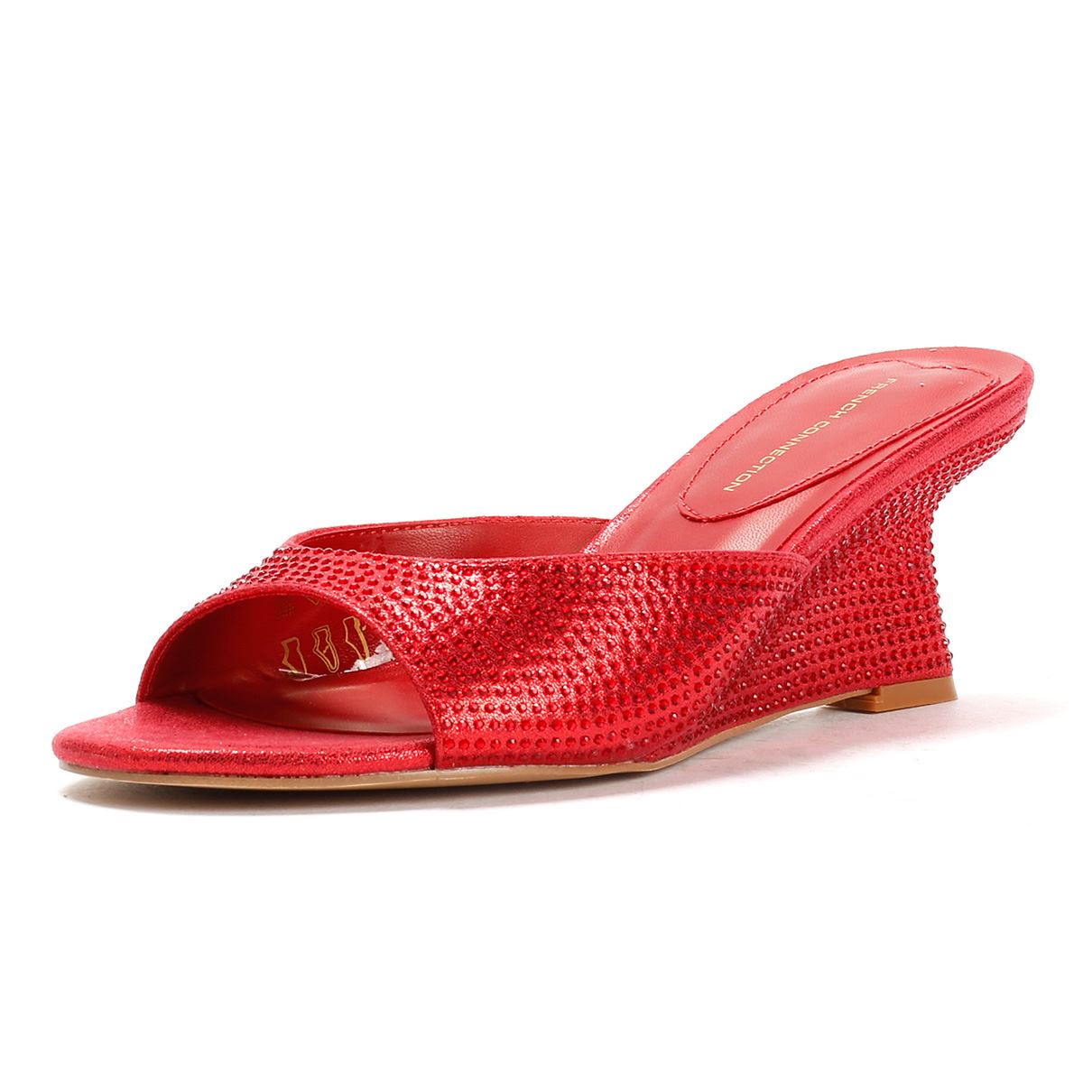 French Connection Tina Rhinestone Women's Red Wedge Sandals
