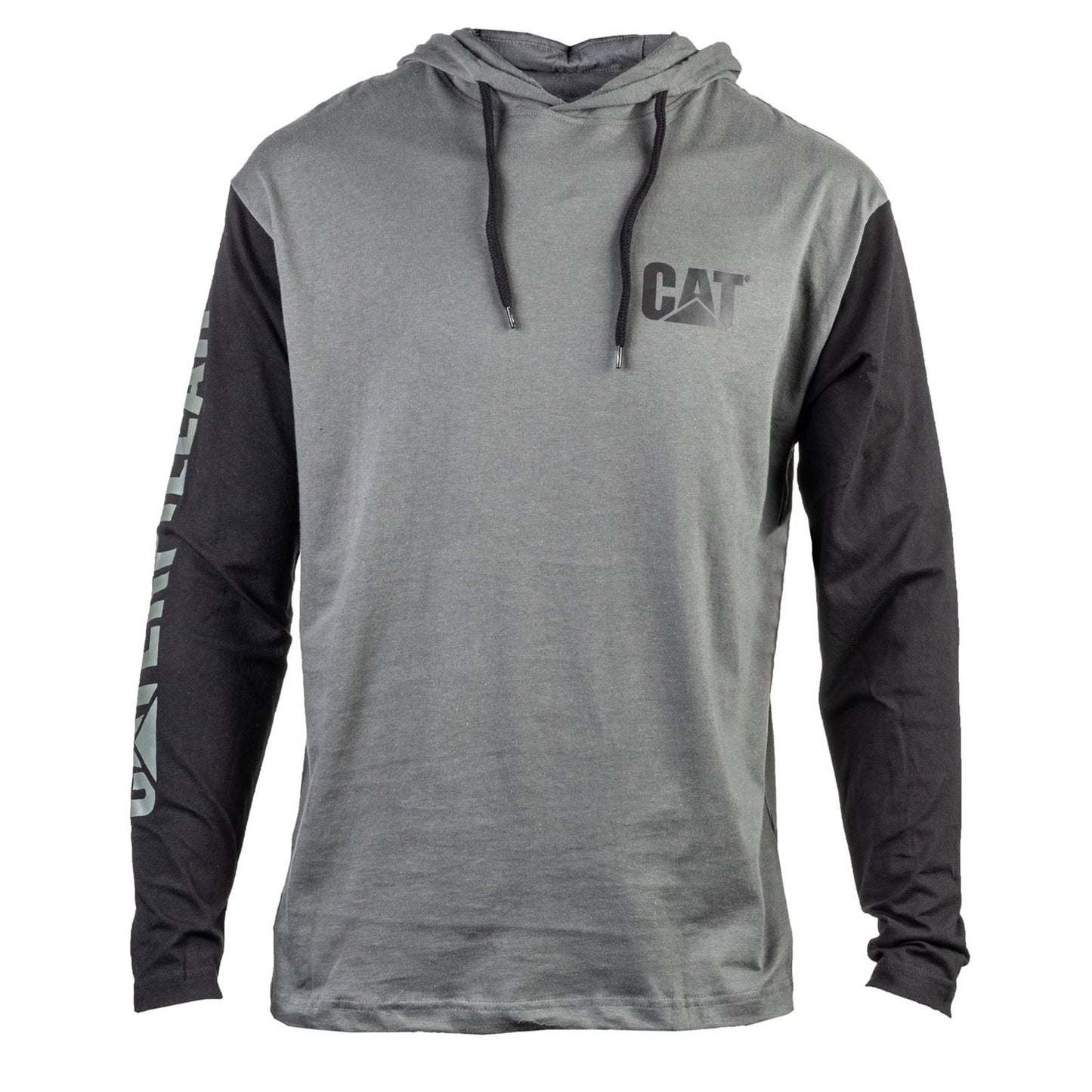 Caterpillar Men's Hooded Long Sleeve Tee in Dark Shadow