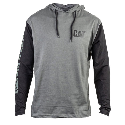 Caterpillar Men's Hooded Long Sleeve T-Shirt in Dark Shadow