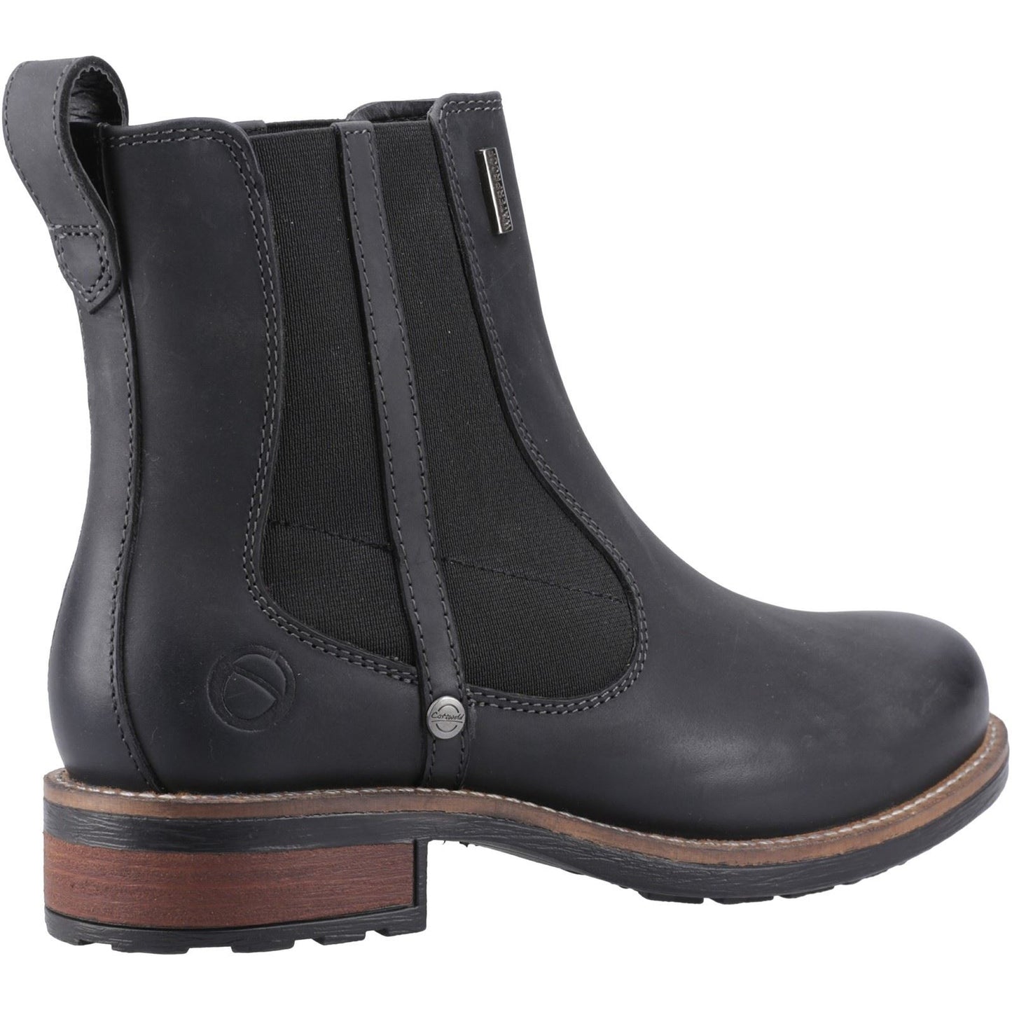 Cotswold Notgrove Leather Women's Black Flat Chelsea Boots