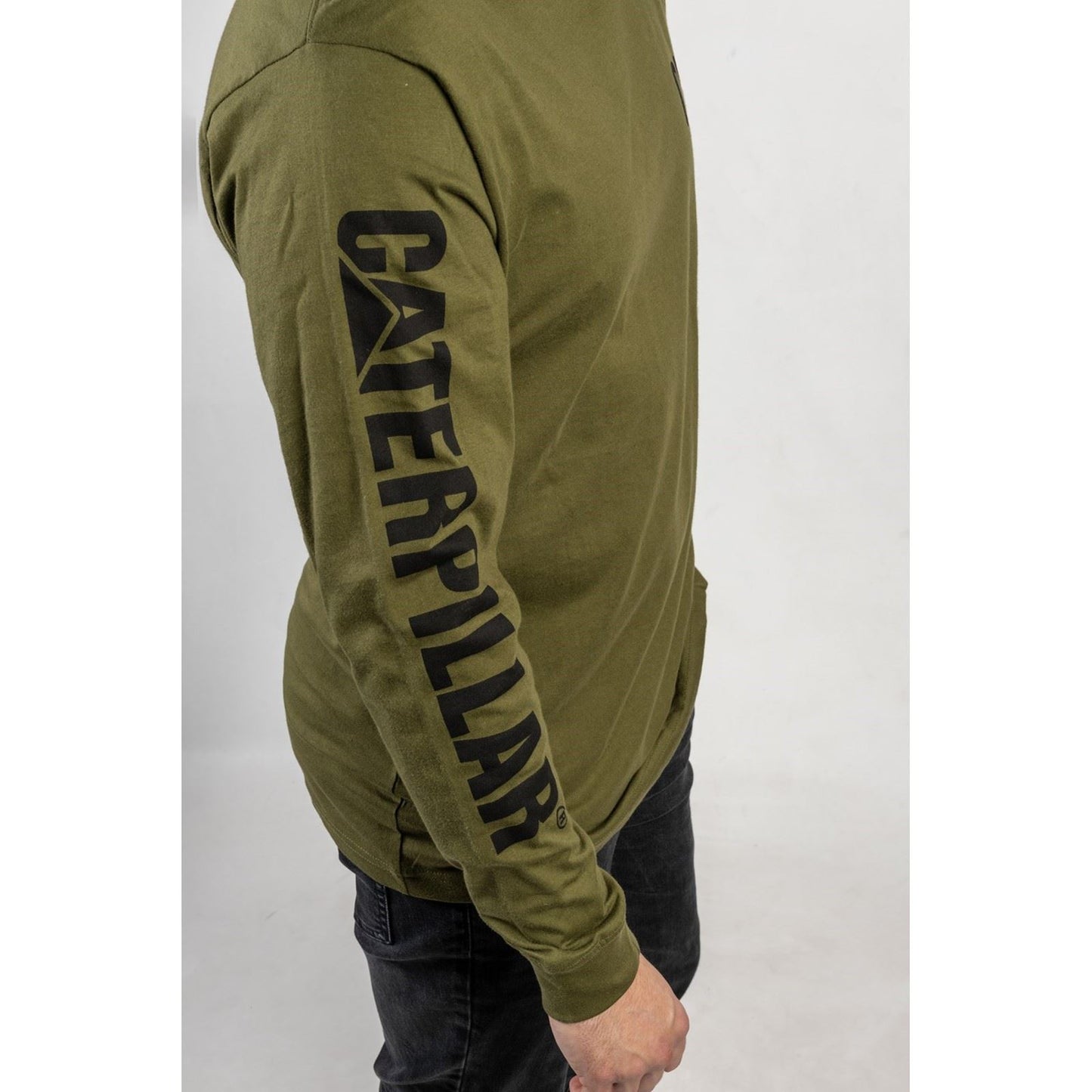 Caterpillar Men's Trademark Banner Long Sleeve T-Shirt in Chive