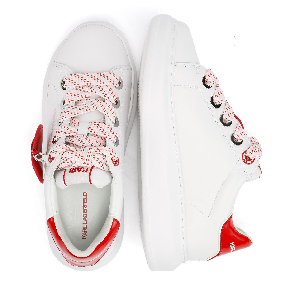 Karl Lagerfeld Kapri Valentine Pendant Leather Women's White/Red Trainers