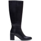 Hush Puppies Oprah Long Leather Women's Black Heeled Knee High Boots