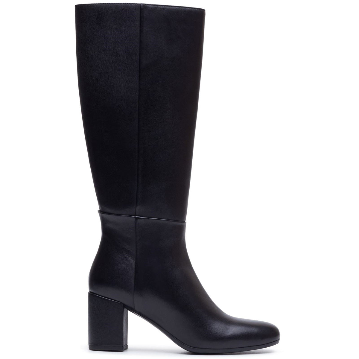 Hush Puppies Oprah Long Leather Women's Black Heeled Knee High Boots